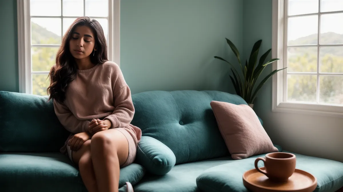 Cantar por hobby para desconectarse de las pantallas después del trabajo en el rincón del sofá