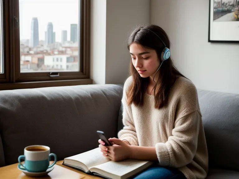 Auriculares apoyados sobre los cojines que amortiguan el eco del living antes de cantar en casa